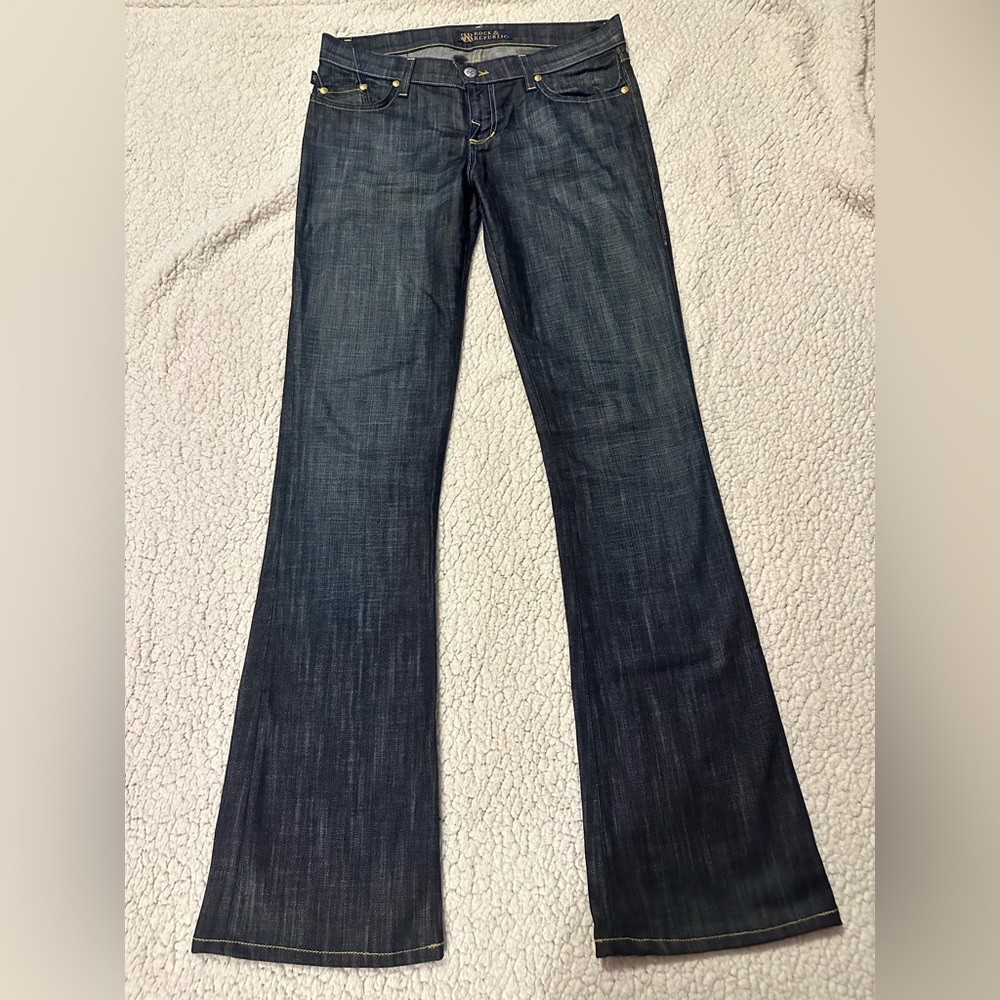 Dark navy gold thread rock & republic jeans